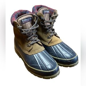 Thinsulate Size 7 Thermal Insulation Navy & Tan Ankle Lace Up Duck Boots